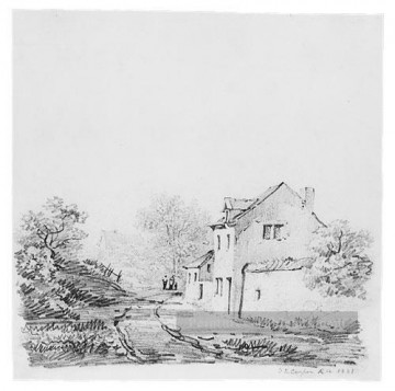  village Tableaux - Village Paysage Ferme Thomas Sidney Cooper Noire et blanche